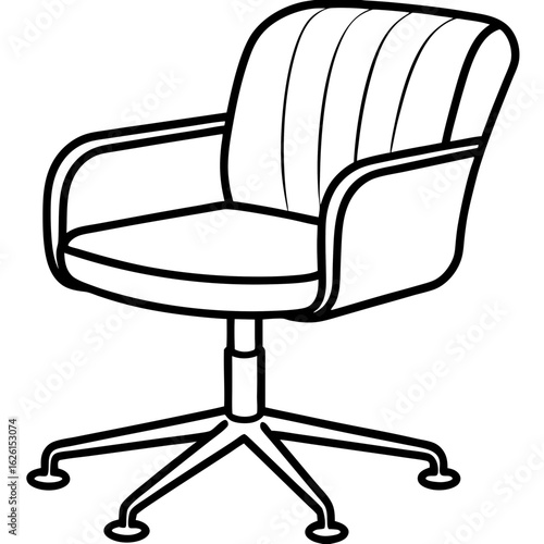 Ergonomic Swivel Chair Line Art Vector