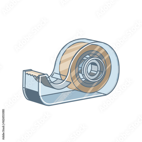 Clear adhesive tape dispenser with tape roll visible  