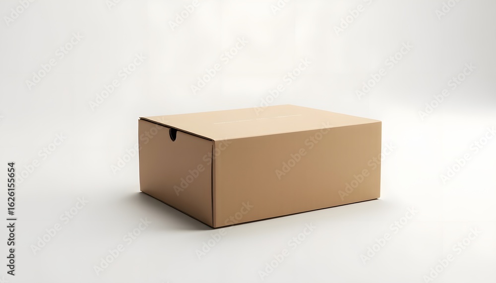 Obraz premium Simple Brown Cardboard Box in Studio (AI Generated)