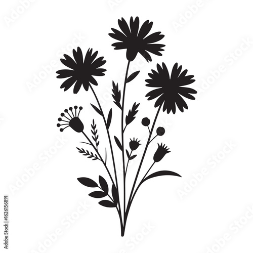 Wallpaper Mural Wildflower bouquet silhouette Torontodigital.ca