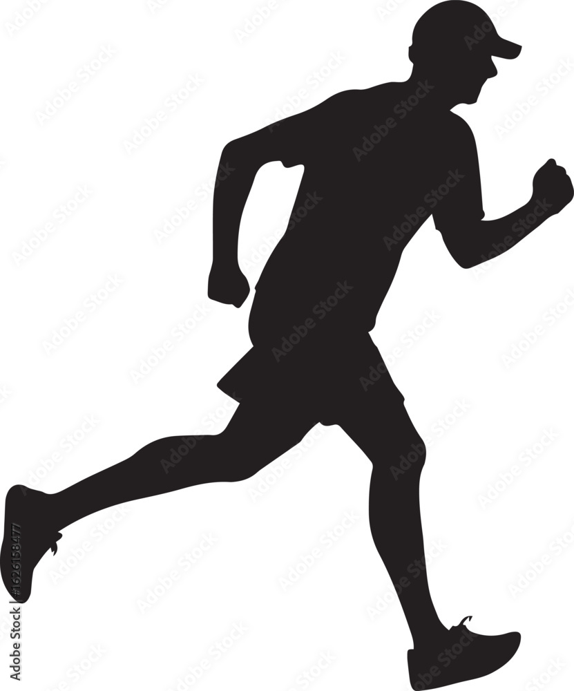 Fototapeta premium Runner Silhouette Vector – Athletic Man Sprinting Illustration