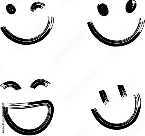 1 Set Smiley Face Pattern Sticker with 4 Different Expressions