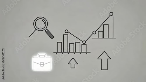 Business Growth and Analysis Line Art Icons