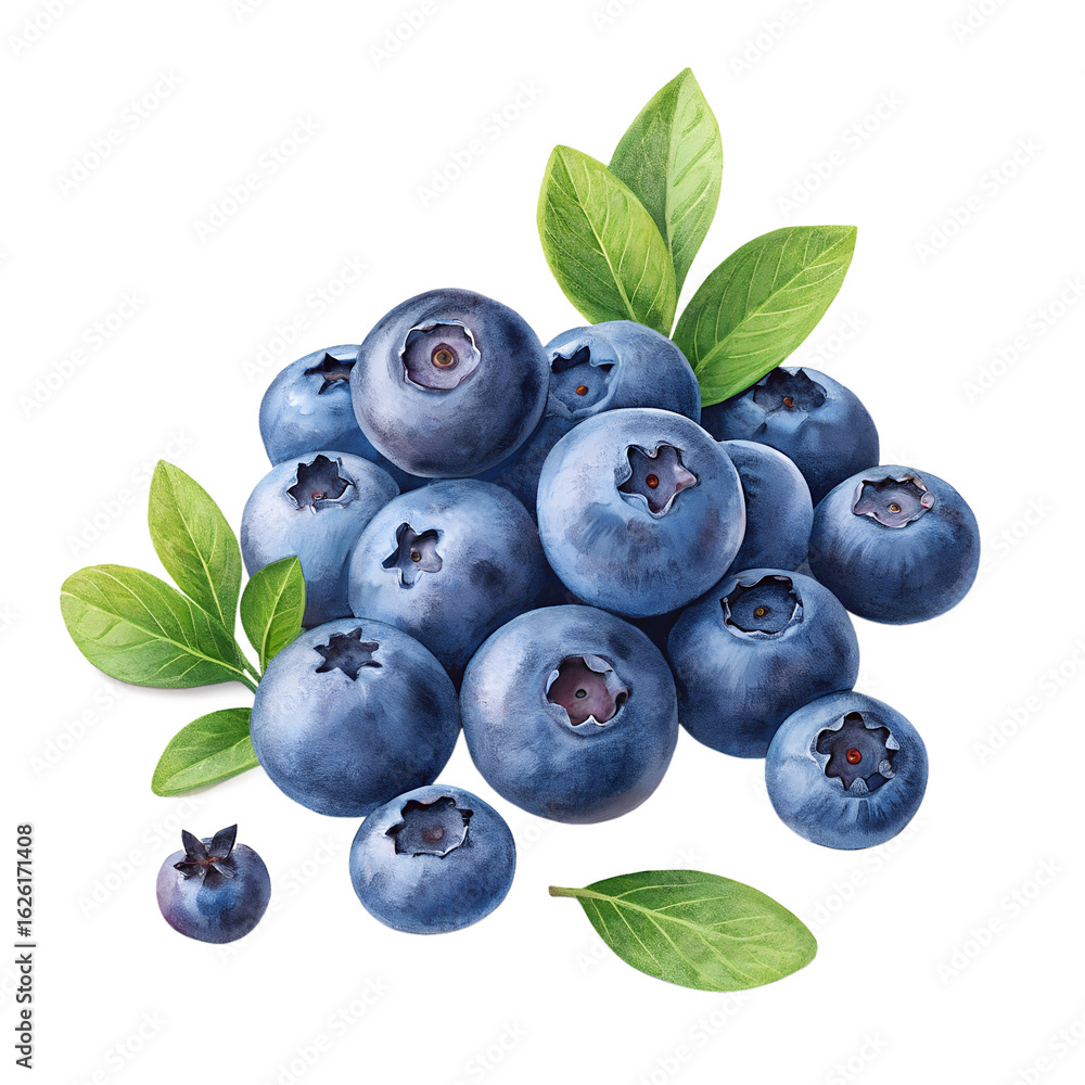 Fototapeta premium Fresh blueberries antioxidant rich superfood healthy eating concept isolated on black background close up view