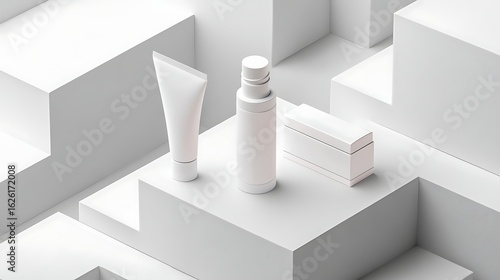 Cosmetic Tube and Bottle Mockup on Cubes