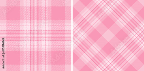 Elegant pink plaid patterns, perfect for fashion, textile, or website design.  Two distinct styles offer versatility – classic and diagonal checks.  Subtle texture adds depth.