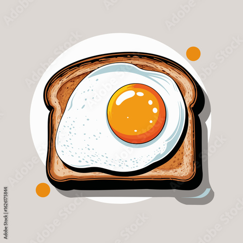 Fried egg on toasted bread with a minimalist background  