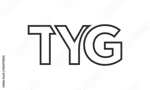TYG logo design template with strong and modern bold text. Initial based vector logotype featuring simple and minimal typography. Trendy company identity.