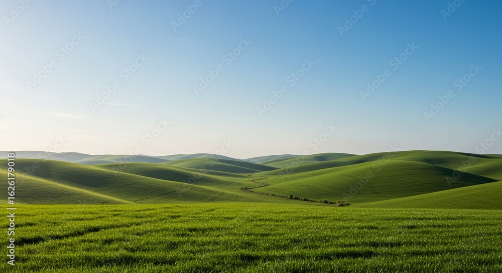 Obraz premium Green hills under clear skies