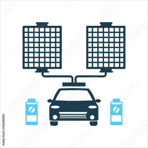 Electric Vehicle Charging with Solar Panels Icon Vehicle to grid charging