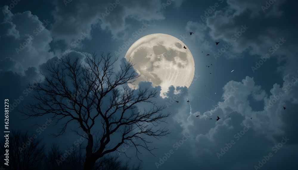 Fototapeta premium full moon and clouds