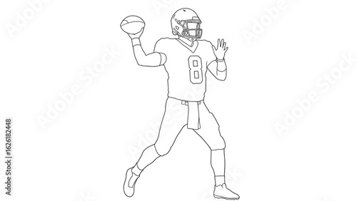 Wallpaper Mural American Football Player Throwing Ball Line Art Illustration. Outline of Quarterback in Action. Sports Athlete Vector Drawing. Torontodigital.ca