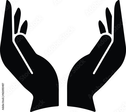hand, palm, fingers, silhouette, gesture, shape, outline, black, vector, sign, human, open,