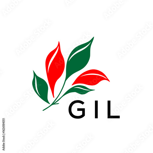 GIL Modern Abstract Leaf Logo Design – GIL Later Logo, Red and Green Nature-Inspired Brand Icon
