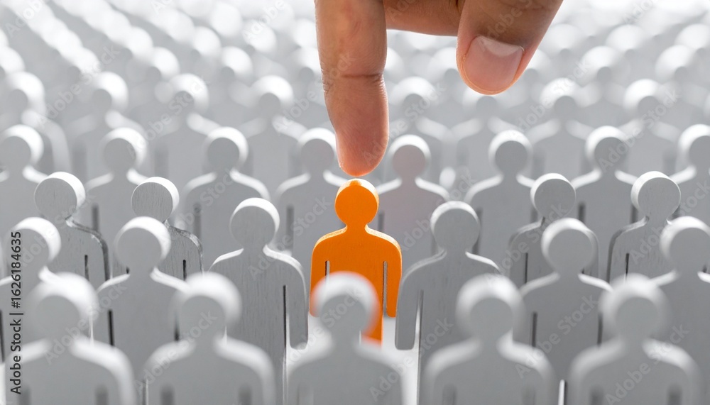 Fototapeta premium Selecting a Candidate Unique Person Stand Out From Crowd.