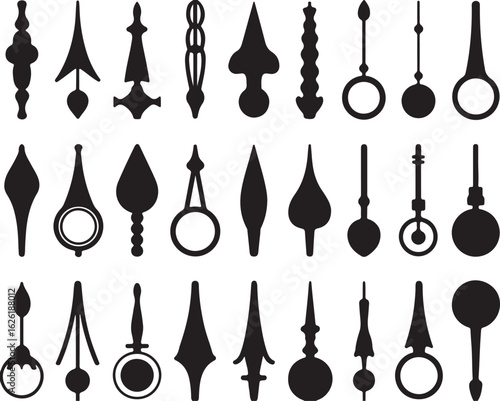 Ornate decorative elements with circular and pointed shapes black