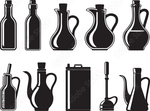 Various containers for liquids including bottles carafes and jugs vector