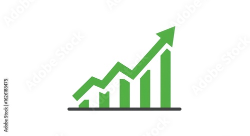 Ascending Green Arrow Graph: Growth, Progress, and Positive Trend on White Background
