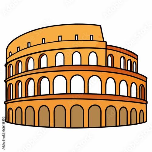 Colosseum in Rome on white background