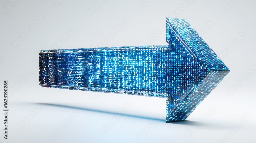 Fototapeta premium Blue, glassy arrow, digital, forward