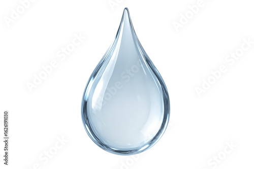 Blue water drop isolated on white background fresh clear droplet vector icon