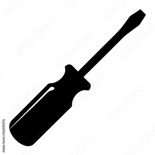 Black and white illustration of a flat head screwdriver for loosening screws