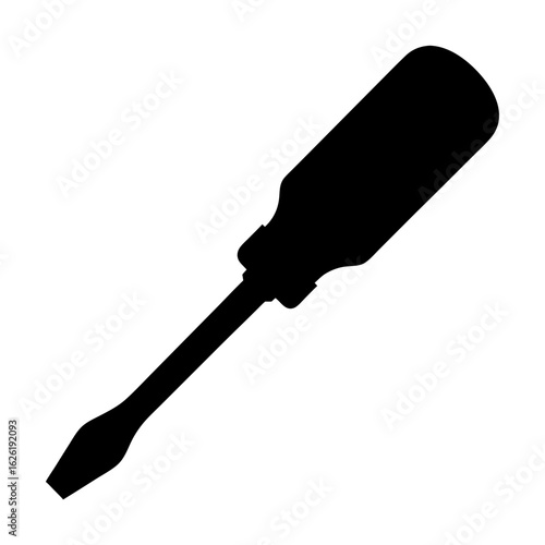 Isolated shadow image of a flat blade screwdriver for repairs and construction