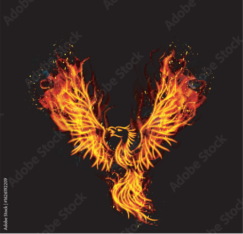 burning phoenix logo design vector