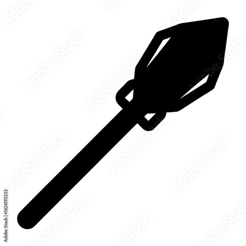 Illustration of a black mace weapon silhouette on a white background