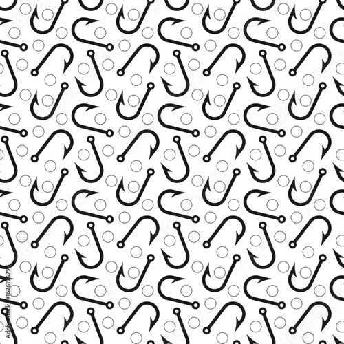 Outdoor hobby fishing hook seamless pattern. Tackle sport background