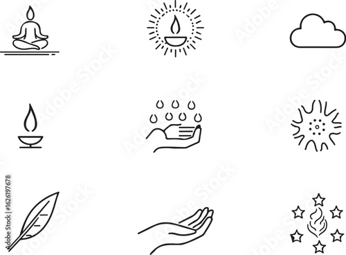 Find inner peace and calm with these serene wellness icons