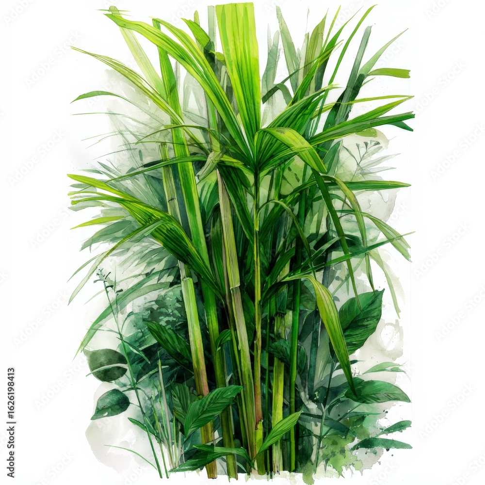 Obraz premium Lush Green Tropical Plants Create a Vibrant Natural Atmosphere in Any Setting Generative AI