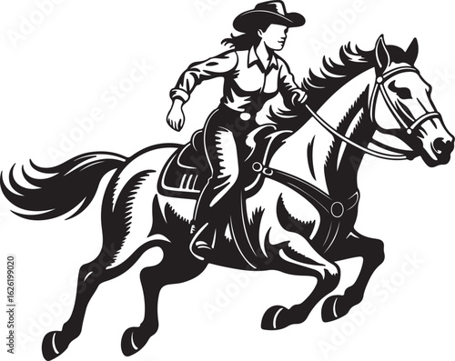 Wallpaper Mural Woman riding horse in western attire cowboy Torontodigital.ca