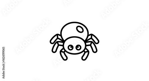 Cute Cartoon Spider Line Art on a White Background