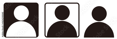 人物ピクトグラム　シルエット　アイコン 上半身アバター　四角囲みセット