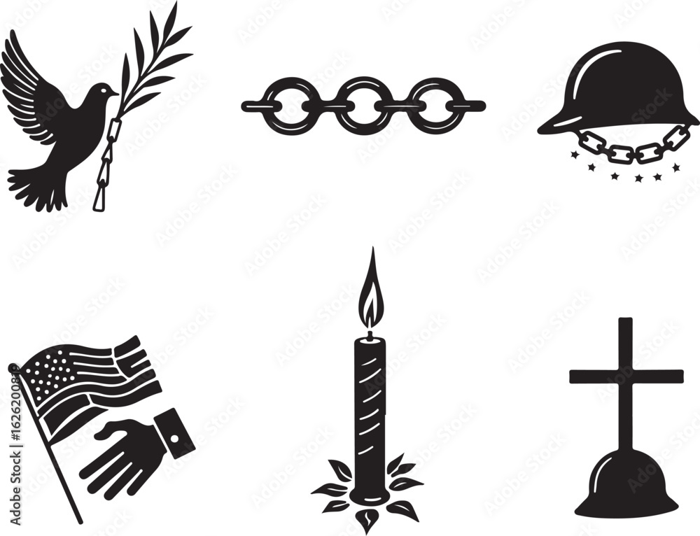 Fototapeta premium Symbolic icons for remembrance, freedom, and solemn reflection