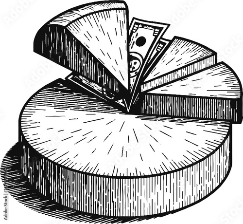 Pie Chart with Money Inside - Financial Breakdown & Profit Distribution