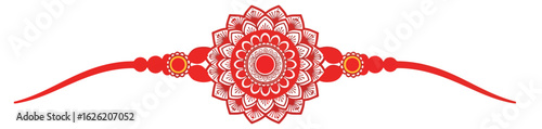 A red and gold rakhi with floral mandala design