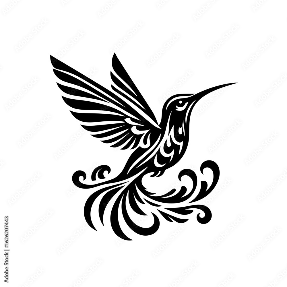 Fototapeta premium Elegant Stylized Hummingbird Vector Illustration 1.
