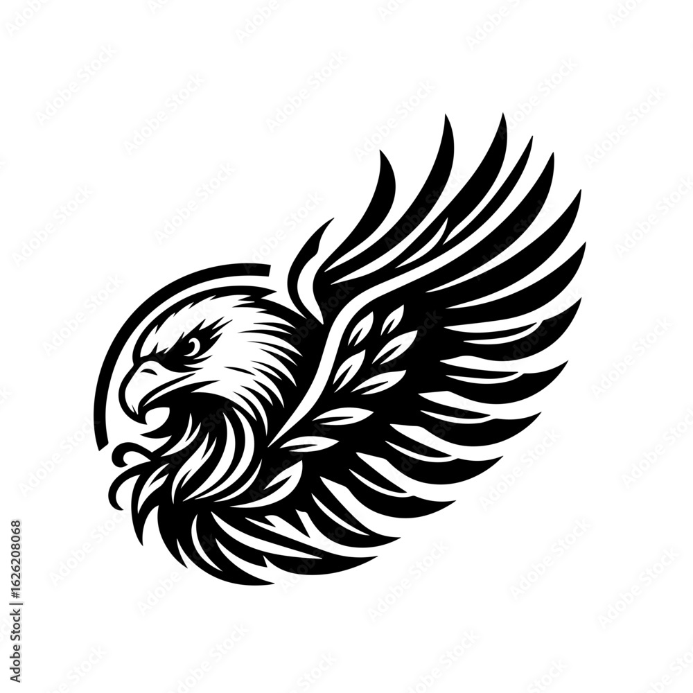 Obraz premium Stylized Eagle Head with Wings Vector Illustration.