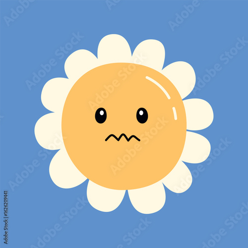 Daisy face showing disgust. Helps kids identify and express uncomfortable feelings. Fun for emotional intelligence lessons.