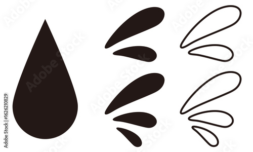 しずく　水滴　アイコン　汗セット