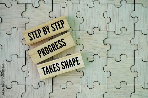 Wall Mural Words or quotes of inspiration and motivation to succeed Step by step, progress takes shape