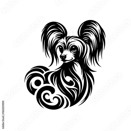 Stylized Chinese Crested Dog Illustration.