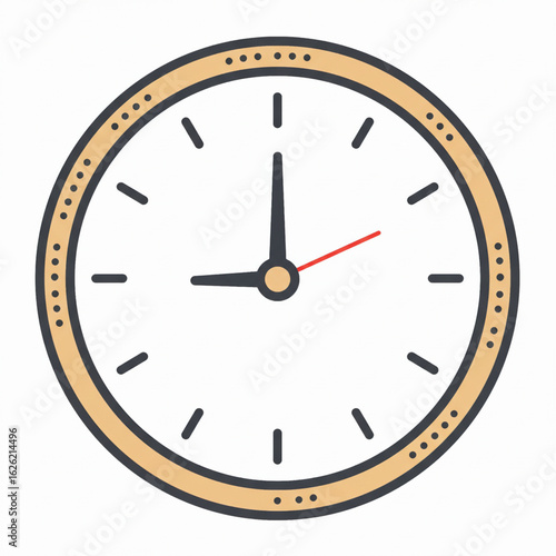 Vector analog clock with tan frame and minimalist black hands