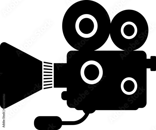Vintage Film Camera Silhouette Icon | Retro Movie Production Symbol