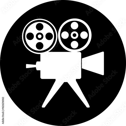 Vintage Movie Film Camera on Tripod Icon | Retro Cinema Symbol