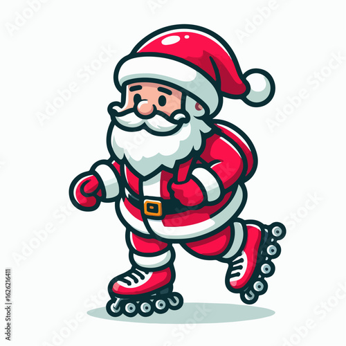 vector illustration of santa claus carrying roller skates