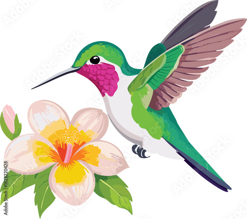 Vibrant hummingbird hovering near a blooming flower