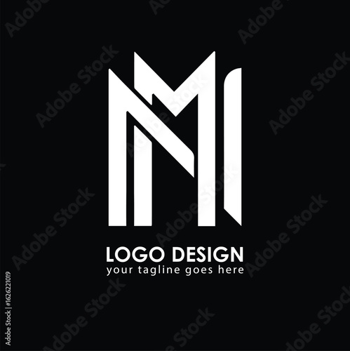 NM MN Logo Design, Creative Minimal Letter MN NM Monogram